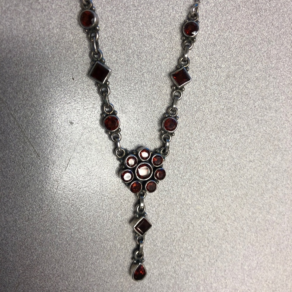 Almandine silver necklace